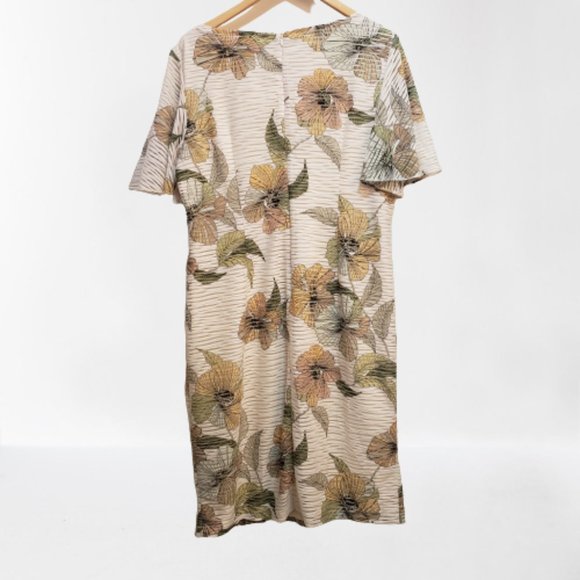 KASPER, Floral-Print Flutter-Sleeve Sheath Dress, Size 14 - Picture 7 of 14